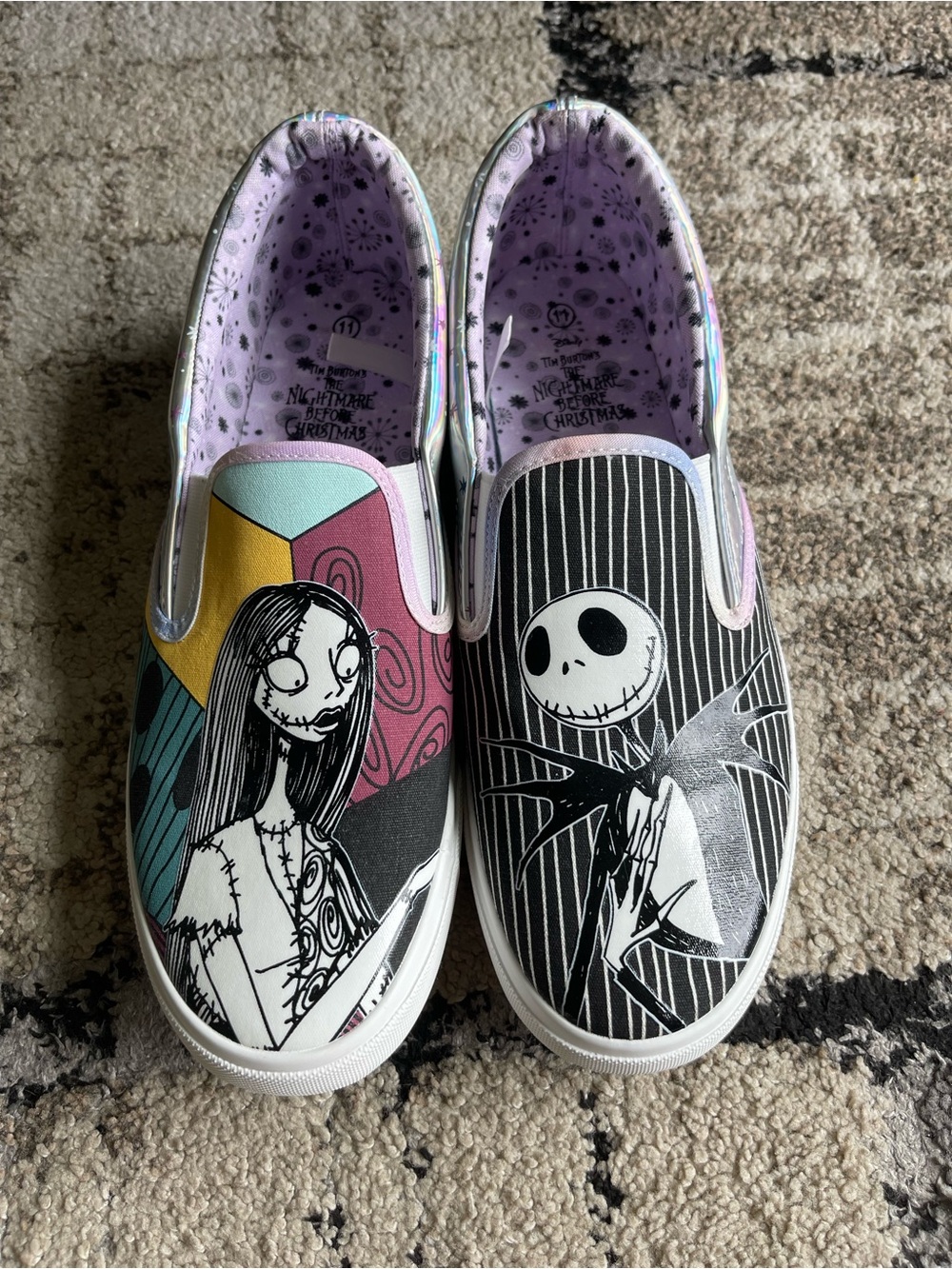 The Nightmare Before Christmas Sally and Jack Skellington Slip On Shoes